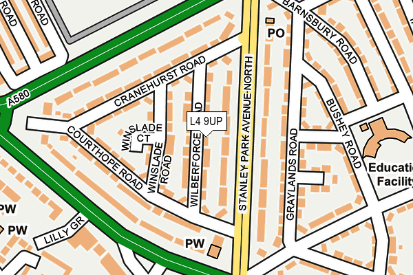 L4 9UP map - OS OpenMap – Local (Ordnance Survey)