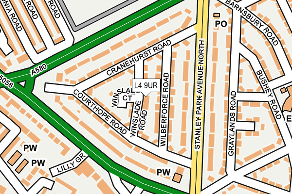 L4 9UR map - OS OpenMap – Local (Ordnance Survey)