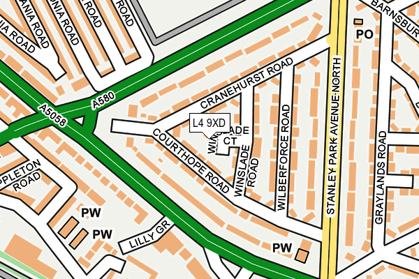 L4 9XD map - OS OpenMap – Local (Ordnance Survey)