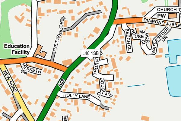 L40 1SB map - OS OpenMap – Local (Ordnance Survey)
