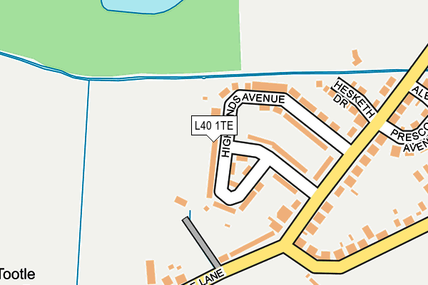 L40 1TE map - OS OpenMap – Local (Ordnance Survey)