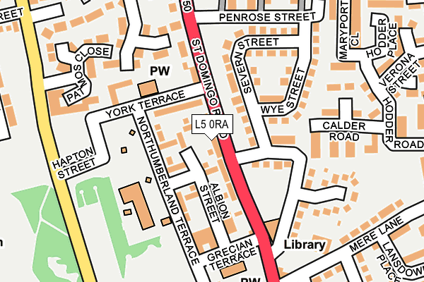 L5 0RA map - OS OpenMap – Local (Ordnance Survey)