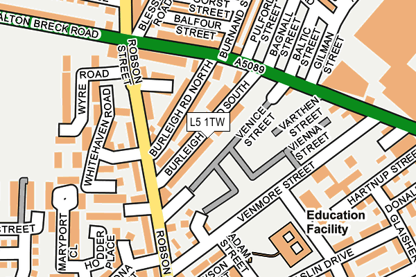 L5 1TW map - OS OpenMap – Local (Ordnance Survey)