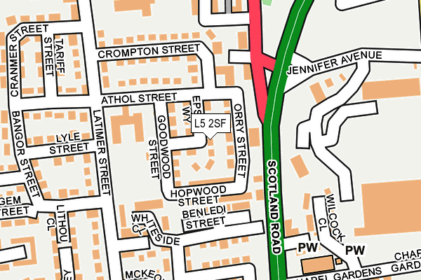 L5 2SF map - OS OpenMap – Local (Ordnance Survey)