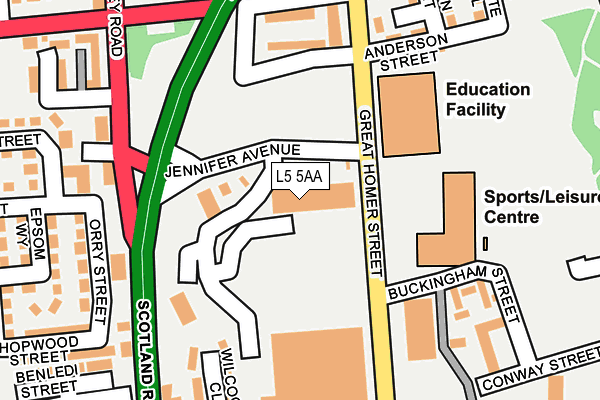 L5 5AA map - OS OpenMap – Local (Ordnance Survey)