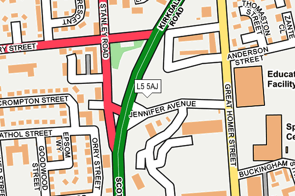 L5 5AJ map - OS OpenMap – Local (Ordnance Survey)