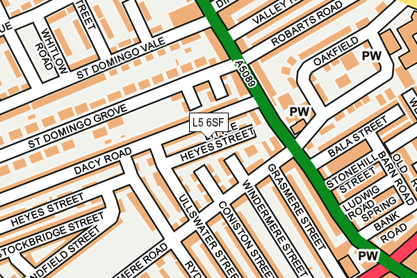 L5 6SF map - OS OpenMap – Local (Ordnance Survey)