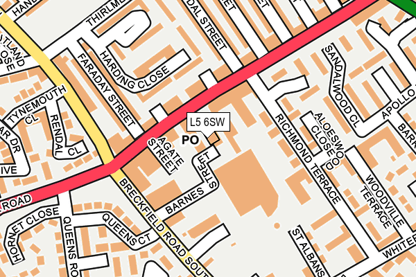L5 6SW map - OS OpenMap – Local (Ordnance Survey)
