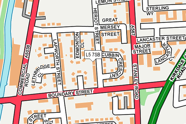 L5 7SB map - OS OpenMap – Local (Ordnance Survey)