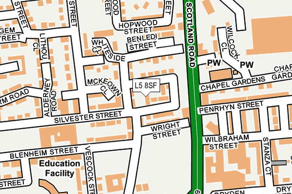 L5 8SF map - OS OpenMap – Local (Ordnance Survey)