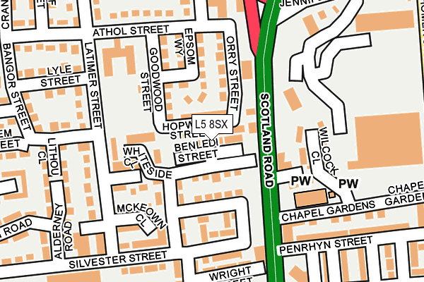 L5 8SX map - OS OpenMap – Local (Ordnance Survey)