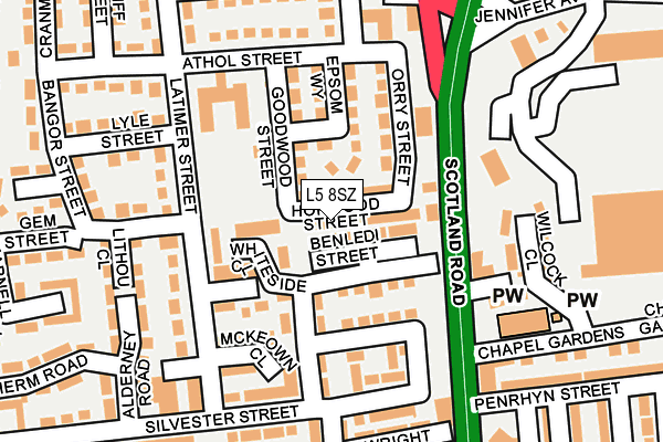 L5 8SZ map - OS OpenMap – Local (Ordnance Survey)