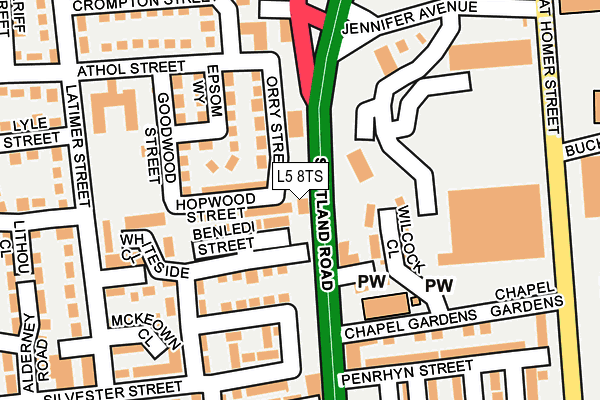 L5 8TS map - OS OpenMap – Local (Ordnance Survey)