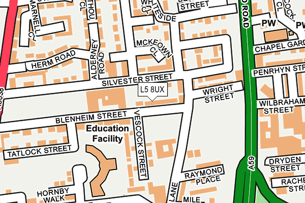 L5 8UX map - OS OpenMap – Local (Ordnance Survey)