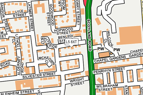 L5 8XT map - OS OpenMap – Local (Ordnance Survey)