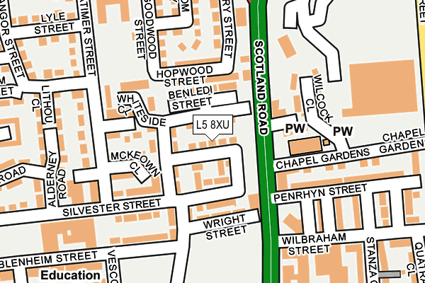 L5 8XU map - OS OpenMap – Local (Ordnance Survey)