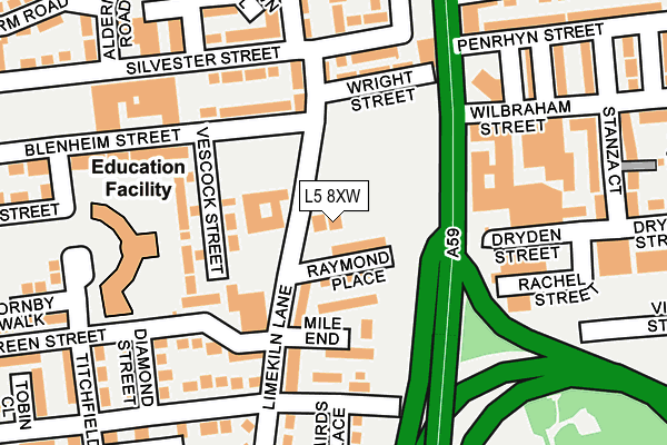 L5 8XW map - OS OpenMap – Local (Ordnance Survey)