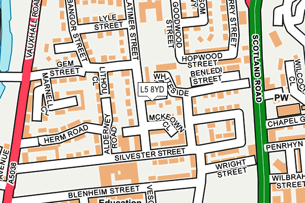 L5 8YD map - OS OpenMap – Local (Ordnance Survey)