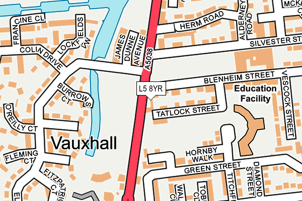 L5 8YR map - OS OpenMap – Local (Ordnance Survey)