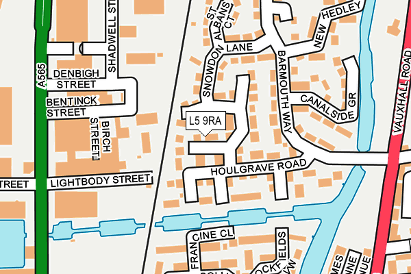 L5 9RA map - OS OpenMap – Local (Ordnance Survey)