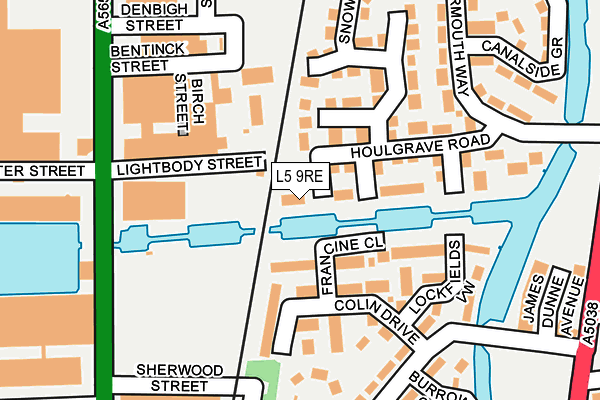 L5 9RE map - OS OpenMap – Local (Ordnance Survey)