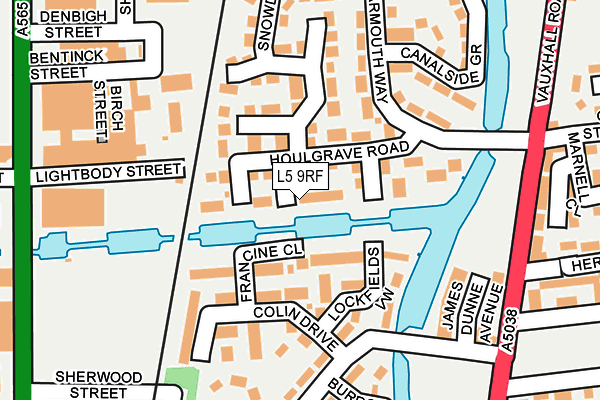 L5 9RF map - OS OpenMap – Local (Ordnance Survey)