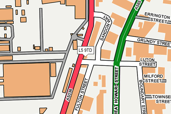 L5 9TD map - OS OpenMap – Local (Ordnance Survey)