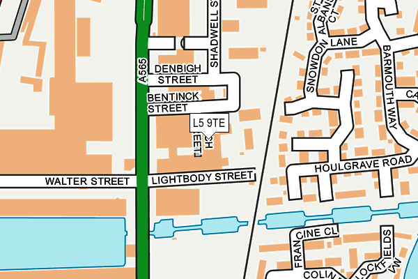 L5 9TE map - OS OpenMap – Local (Ordnance Survey)