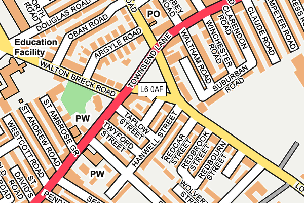L6 0AF map - OS OpenMap – Local (Ordnance Survey)