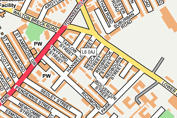 L6 0AJ map - OS OpenMap – Local (Ordnance Survey)