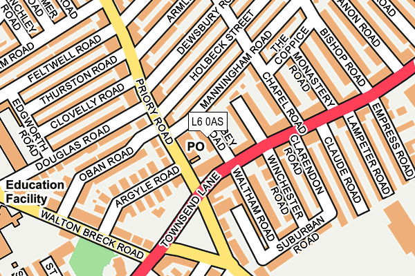L6 0AS map - OS OpenMap – Local (Ordnance Survey)