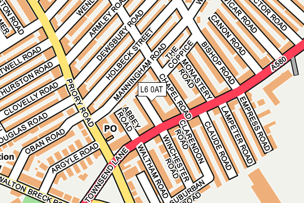L6 0AT map - OS OpenMap – Local (Ordnance Survey)