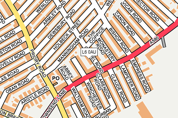L6 0AU map - OS OpenMap – Local (Ordnance Survey)