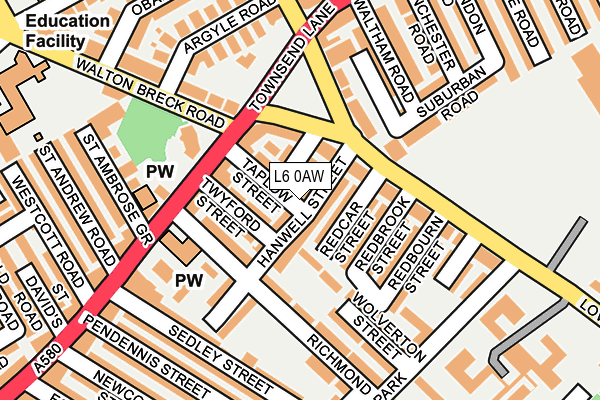 L6 0AW map - OS OpenMap – Local (Ordnance Survey)