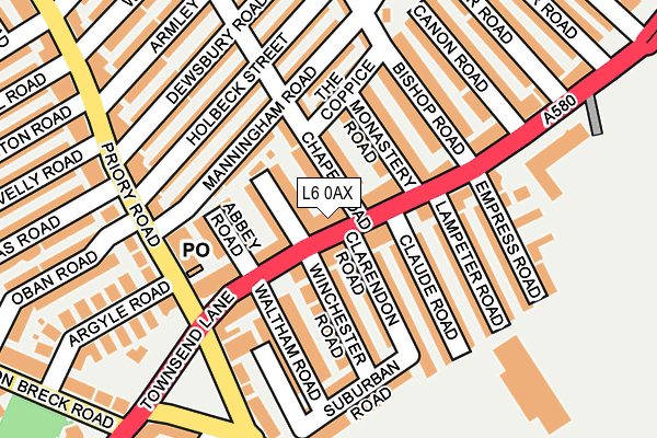 L6 0AX map - OS OpenMap – Local (Ordnance Survey)