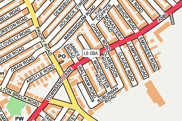 L6 0BA map - OS OpenMap – Local (Ordnance Survey)