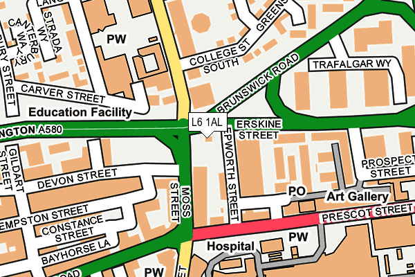 L6 1AL map - OS OpenMap – Local (Ordnance Survey)