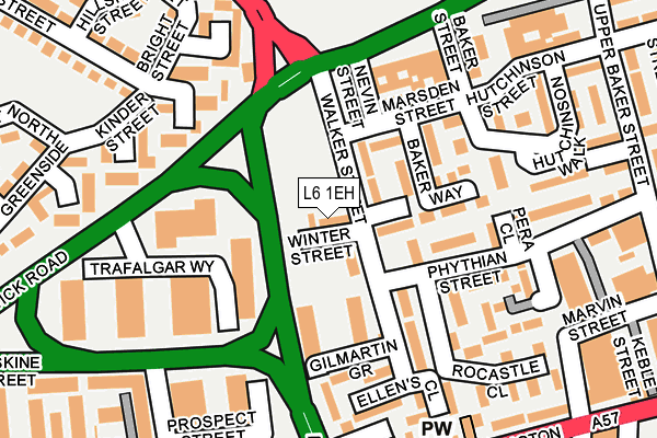 L6 1EH map - OS OpenMap – Local (Ordnance Survey)