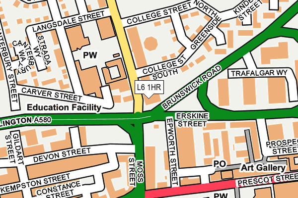L6 1HR map - OS OpenMap – Local (Ordnance Survey)