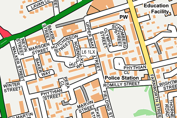 L6 1LX map - OS OpenMap – Local (Ordnance Survey)