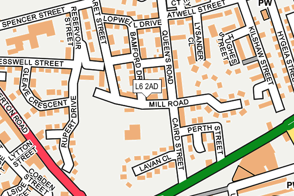 L6 2AD map - OS OpenMap – Local (Ordnance Survey)