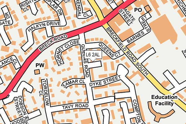 L6 2AL map - OS OpenMap – Local (Ordnance Survey)