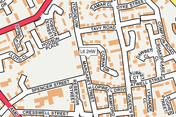 L6 2HW map - OS OpenMap – Local (Ordnance Survey)