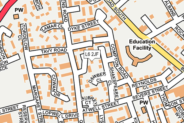 L6 2JF map - OS OpenMap – Local (Ordnance Survey)