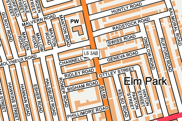 L6 3AB map - OS OpenMap – Local (Ordnance Survey)