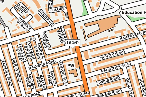 L6 3AD map - OS OpenMap – Local (Ordnance Survey)