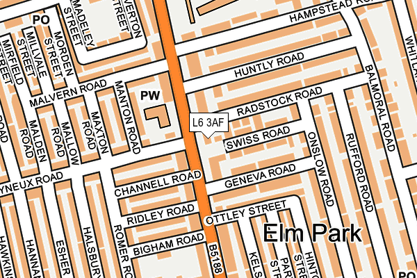 L6 3AF map - OS OpenMap – Local (Ordnance Survey)