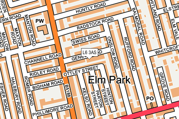 L6 3AS map - OS OpenMap – Local (Ordnance Survey)