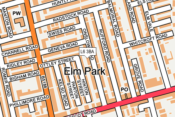 L6 3BA map - OS OpenMap – Local (Ordnance Survey)