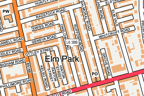 L6 3BB map - OS OpenMap – Local (Ordnance Survey)